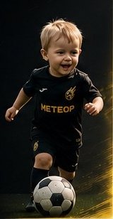 Юный футболист «Метеора» 3–4 года с мячом