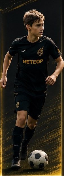 Юный футболист «Метеора» 13+ лет с мячом